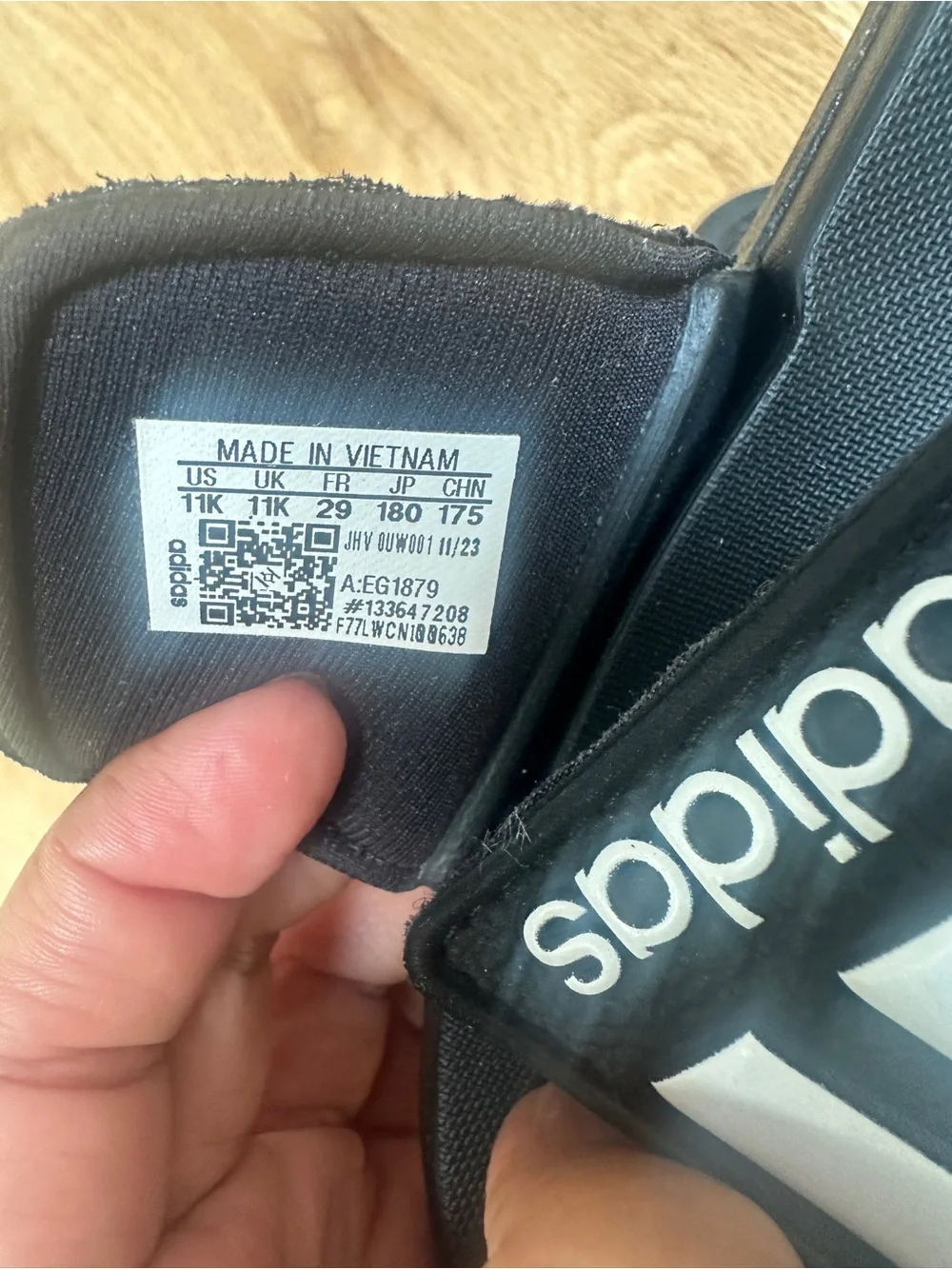 adidas Kids Black and White Slide Sandals with Three Stripes